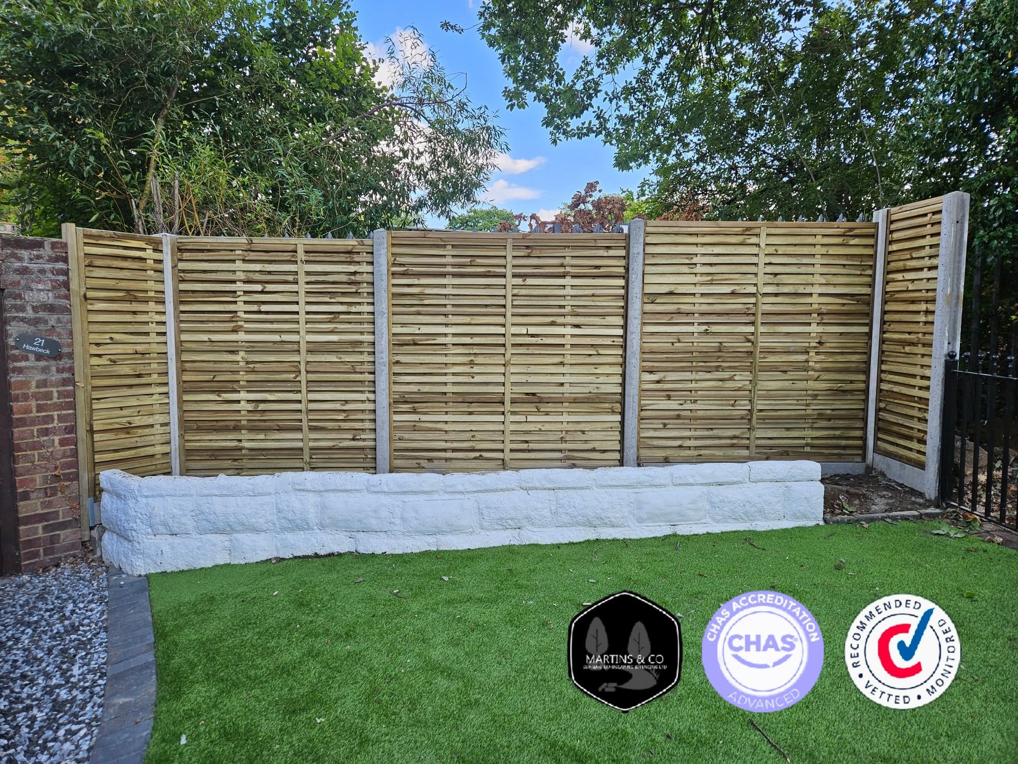 Double Slatted Fencing Installation in Parkwood, Medway